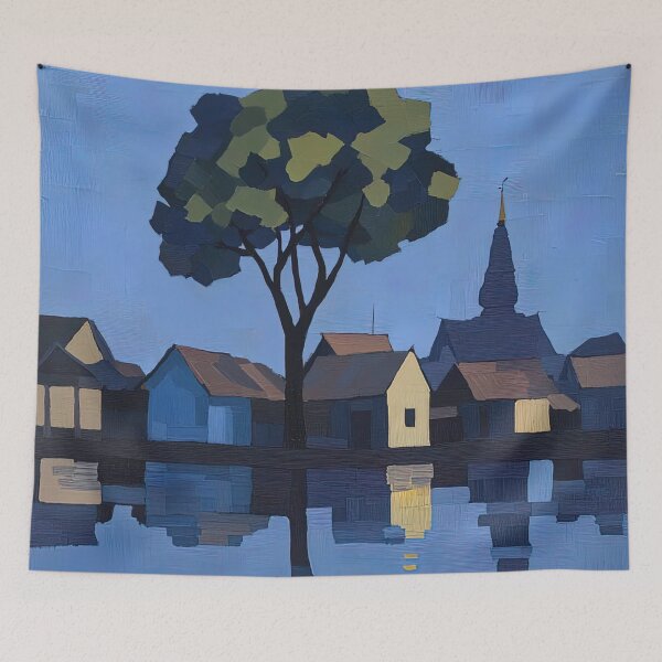 Item preview, Burma landscape | Post-impressionist painting style designed and sold by ComicsFactory.
