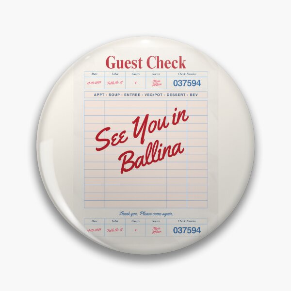 Artikelvorschau, Wir sehen uns in Ballina – Vintage Diner Gästecheck Reisedruck entworfen und verkauft von RM-Journey.