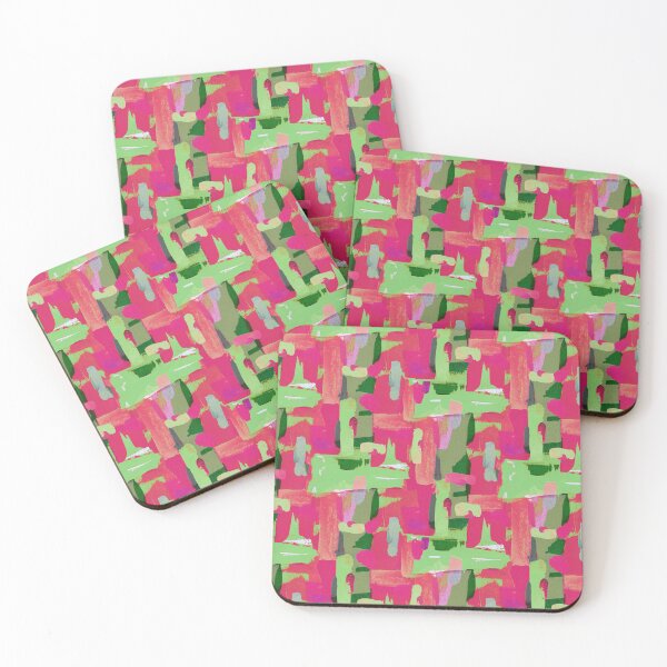 Item preview, Abstract brushstrokes pattern pink green designed and sold by Alessandro Remo Mazzoni Remotextiles.
