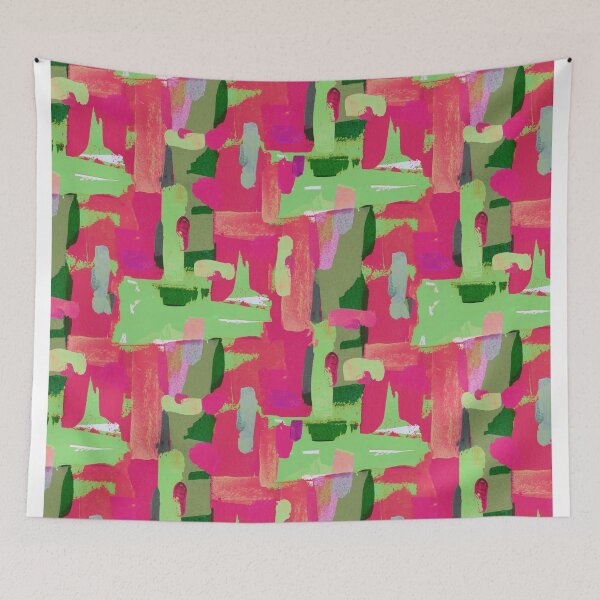 Item preview, Abstract brushstrokes pattern pink green designed and sold by Alessandro Remo Mazzoni Remotextiles.