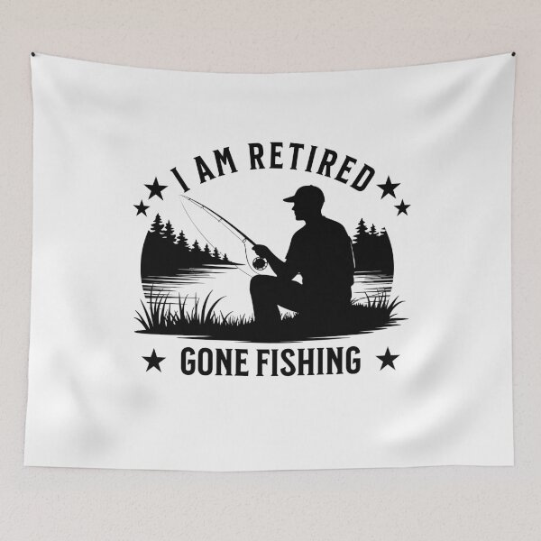 Item preview, I am retired - I am fishing - black silhouette design designed and sold by SpecialtiesShop.