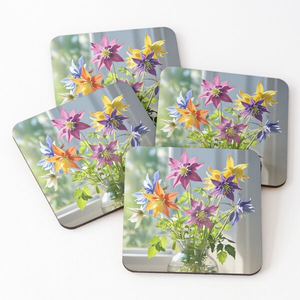 Item preview, Windowsill Radiance: A Columbine Bouquet's Captivating Glow designed and sold by CrushyAIDesigns.