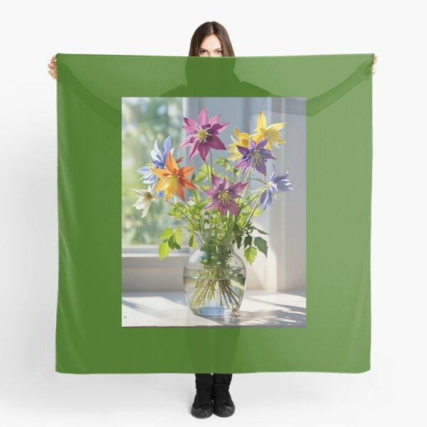 Item preview, Windowsill Radiance: A Columbine Bouquet's Captivating Glow designed and sold by CrushyAIDesigns.