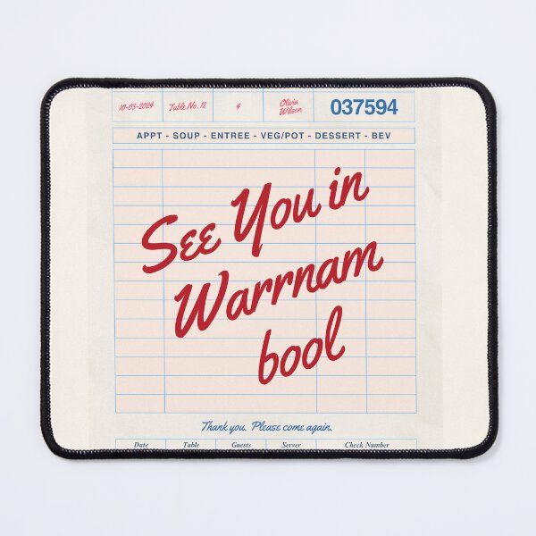 Item preview, See You in Warrnambool - Vintage Diner Guest Check Travel Print designed and sold by RM-Journey.