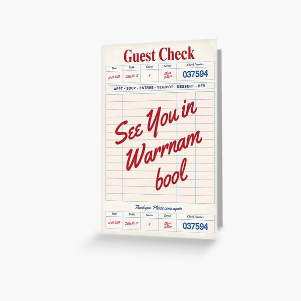Item preview, See You in Warrnambool - Vintage Diner Guest Check Travel Print designed and sold by RM-Journey.