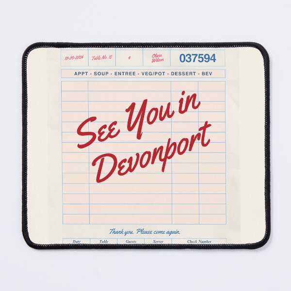 Item preview, See You in Devonport - Vintage Diner Guest Check Travel Print designed and sold by RM-Journey.