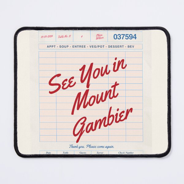 Item preview, See You in Mount Gambier - Vintage Diner Guest Check Travel Print designed and sold by RM-Journey.