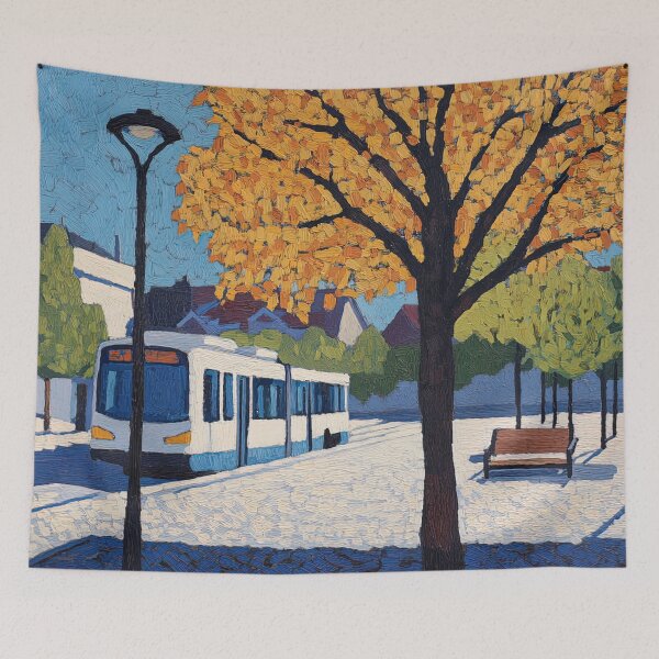 Item preview, Bus station | Post-impressionist painting style designed and sold by ComicsFactory.
