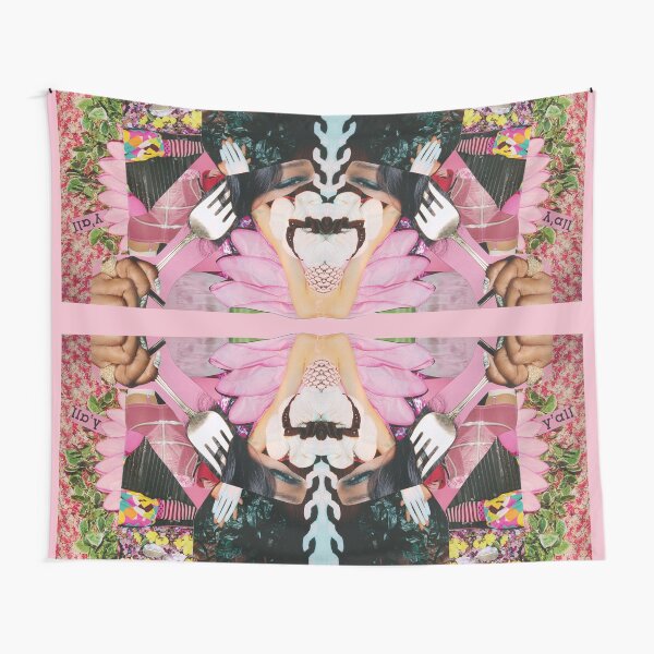 let them eat cake! a pink and green paper collage Tapestry
