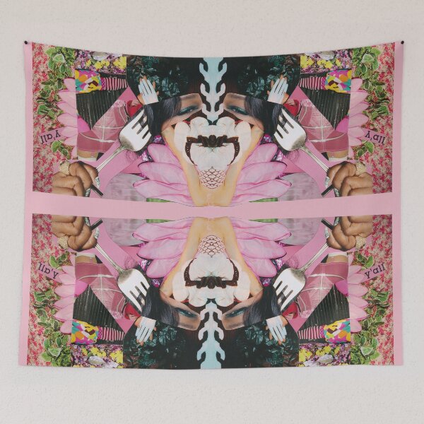 Item preview, let them eat cake! a pink and green paper collage designed and sold by JulesTillman.