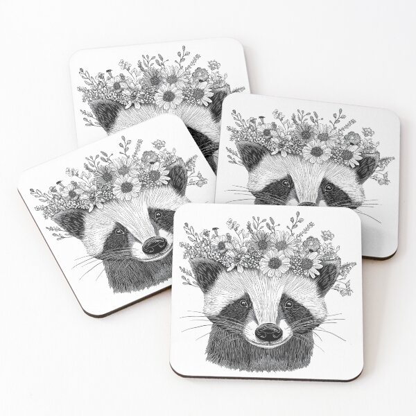 Item preview, Badger Wearing Flower Crown designed and sold by mirror circus.