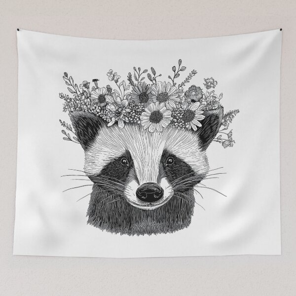 Item preview, Badger Wearing Flower Crown designed and sold by mirror circus.