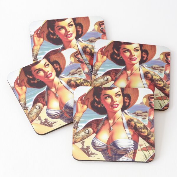 Item preview, Tattooed Beach Woman designed and sold by PulpVintage.