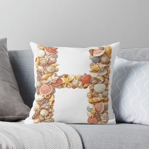 SHELLS LETTER H Throw Pillow