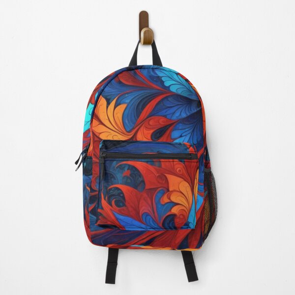 Item preview, Fiery Blue and Red Abstract Floral Burst designed and sold by Harmonic_Layers.