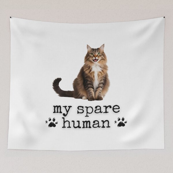 Item preview, Funny Domestic American Longhair Cat – "My Spare Human" Design for Cat Lovers designed and sold by Fredster1966.