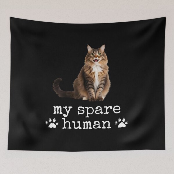Item preview, Funny Domestic American Longhair Cat – "My Spare Human" Design for Cat Lovers designed and sold by Fredster1966.