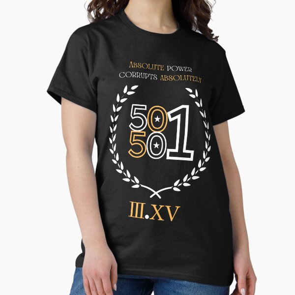 Vista previa del artículo con la obra «50501 El poder corrompe», diseñado y vendido por Itsokbirdie.