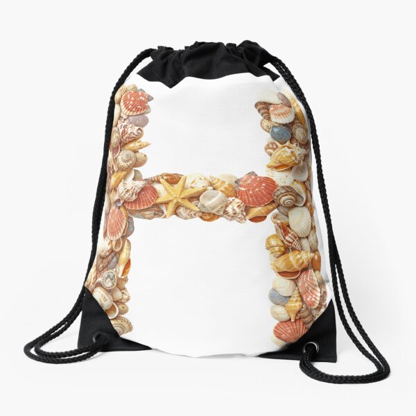 SHELLS LETTER H Drawstring Bag