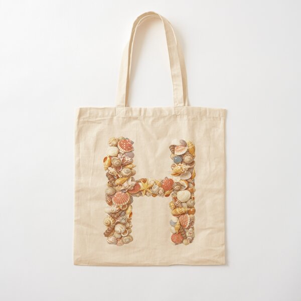 SHELLS LETTER H Cotton Tote Bag