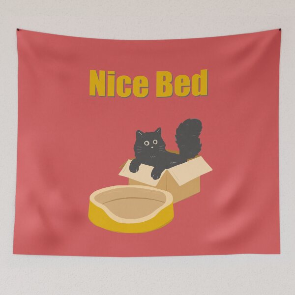 Item preview, Humorous cat art : Nice Bed Red version designed and sold by TheGrandLordCat.