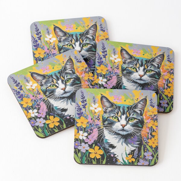 Item preview, Vibrant Calico Cat in a Floral Garden Adorable Cat Art designed and sold by Keirnyx.
