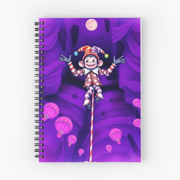 Artikelvorschau, Cartoon-Narrenaffe balanciert auf einem Stock – Whimsical Purple Art entworfen und verkauft von Geddit Designs.