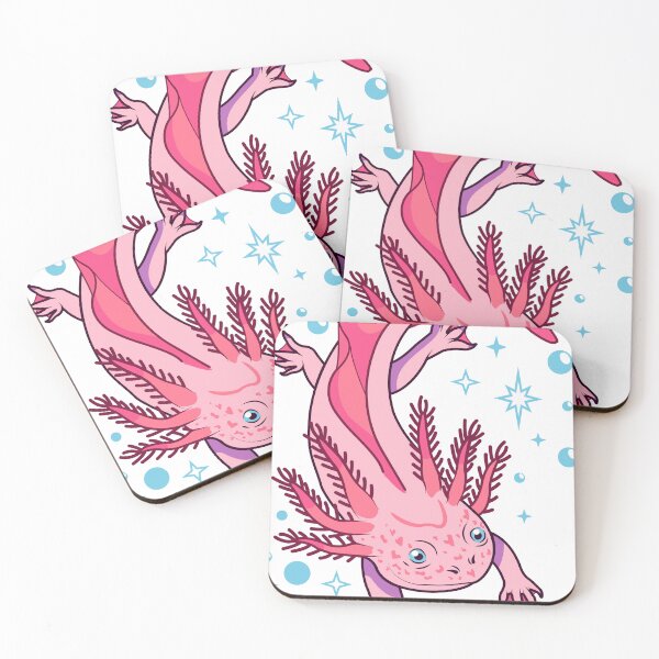 Item preview, Pink axolotl floating among bubbles designed and sold by megudesignart.