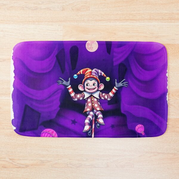 Item preview, Cartoon Jester Monkey Balancing on a Stick – Whimsical Purple Art designed and sold by Geddit Designs.