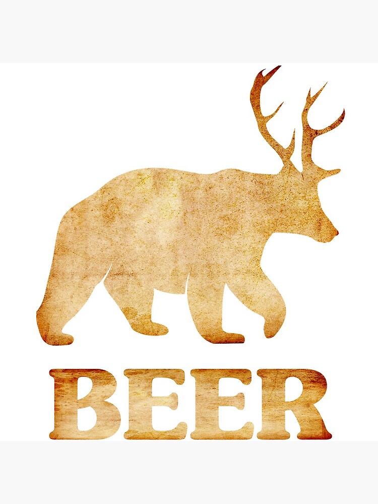 "Bear + Deer = Beer Gift Vintage & Funny, with Antlers For drunk Beer