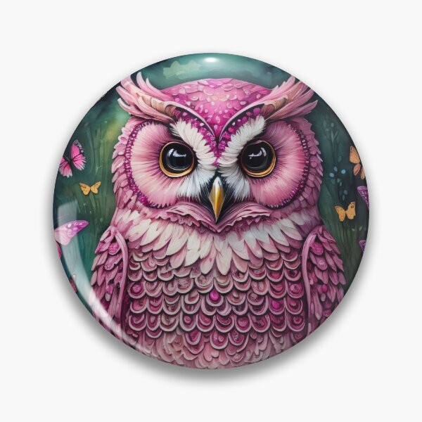 Item preview, Midnight Blush: An Owl's Butterfly Serenade under a Verdant Sky designed and sold by CrushyAIDesigns.