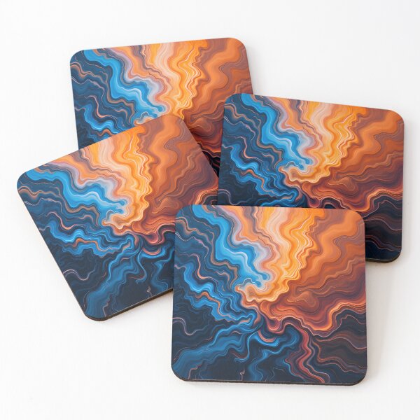 Item preview, Fiery Cosmic Swirl - Neon Orange & Electric Blue Abstract designed and sold by rajasekhark.