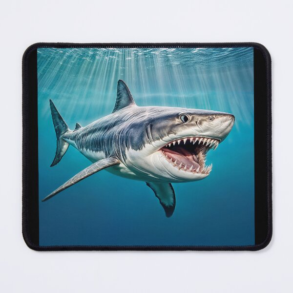 Item preview, Big shark with open jaws full of sharp teeth taken close-up. Horror in the depth. designed and sold by IaroslavB.