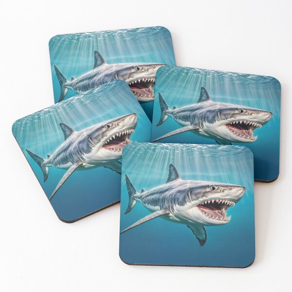 Item preview, Big shark with open jaws full of sharp teeth taken close-up. Horror in the depth. designed and sold by IaroslavB.