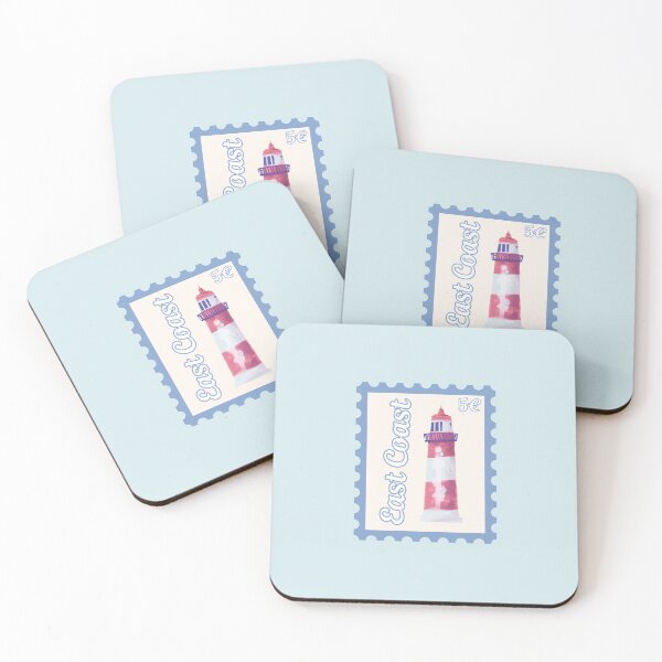 Item preview, East Coast Lighthouse Vintage Stamp Design designed and sold by Stickers by @molllyclare.