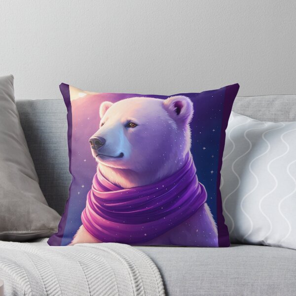 Item preview, Celestial Aurora: A Polar Bear's Majestic Stroll under the Purple Night Sky designed and sold by CrushyAIDesigns.