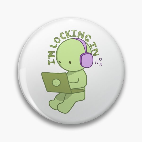 Item preview, "I'm Locking In" Smiski with Purple Headphones designed and sold by caikiru.