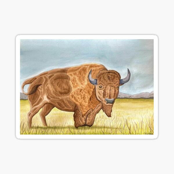 Item preview, bison watercolor landscape designed and sold by ShelbyMCCCay.