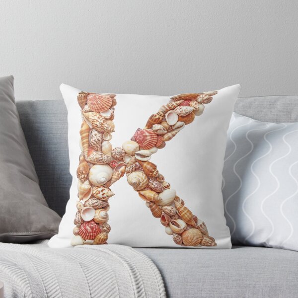 SHELLS LETTER K Throw Pillow