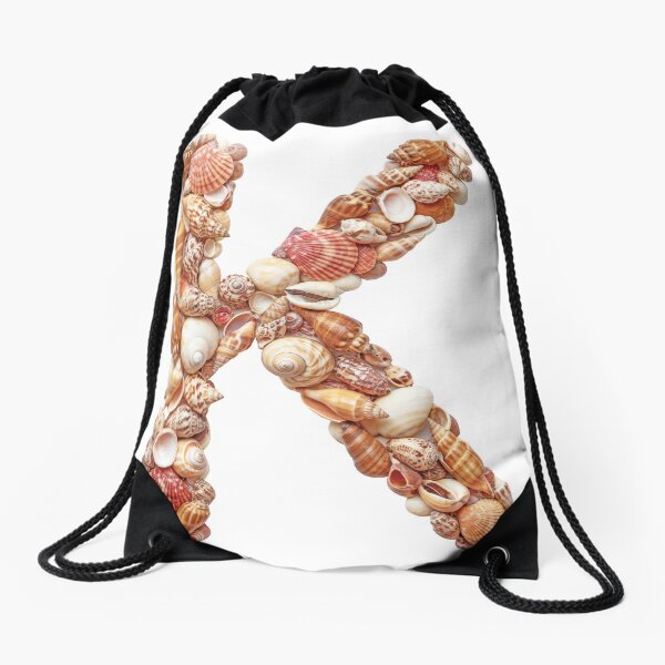 SHELLS LETTER K Drawstring Bag