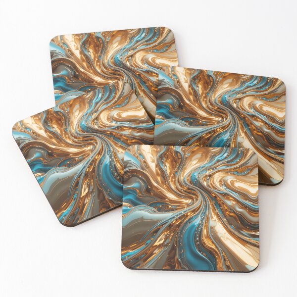Item preview, Futuristic Molten Metal Swirl – Abstract Orange, Gold & Cyan designed and sold by rajasekhark.