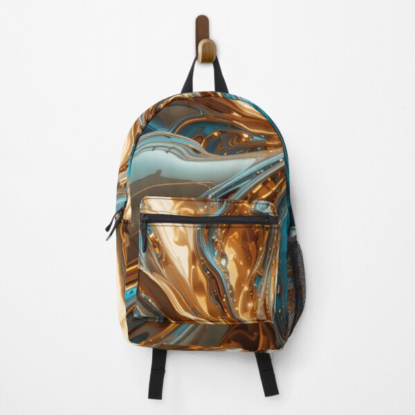 Item preview, Futuristic Molten Metal Swirl – Abstract Orange, Gold & Cyan designed and sold by rajasekhark.