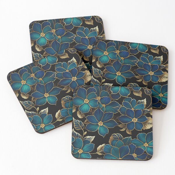 Item preview, Luxurious Teal and Gold Floral Pattern | Elegant Dark Botanical Design designed and sold by Juliette Ozkalfayan.