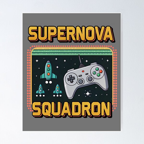 Artikel-Vorschau von Supernova Squadron - Retro-Videospiel, designt und verkauft von Lucky Dog Merch.