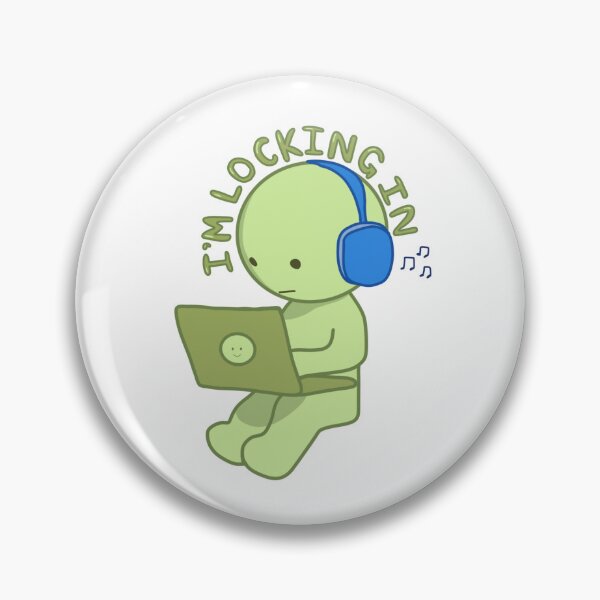 Item preview, "I'm Locking In" Smiski with Blue Headphones designed and sold by caikiru.