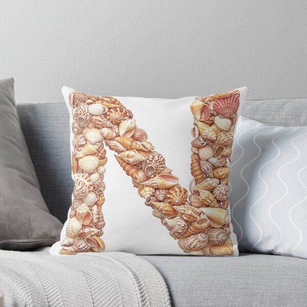 SHELLS LETTER N Throw Pillow