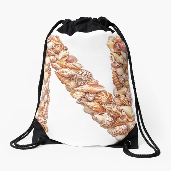 SHELLS LETTER N Drawstring Bag