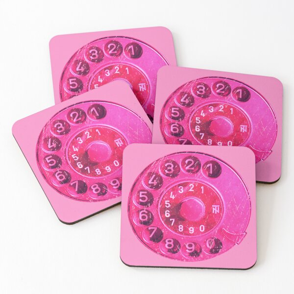 Item preview, Retro phone dial, distressed pink vintage rotary telephone designed and sold by suekieper.