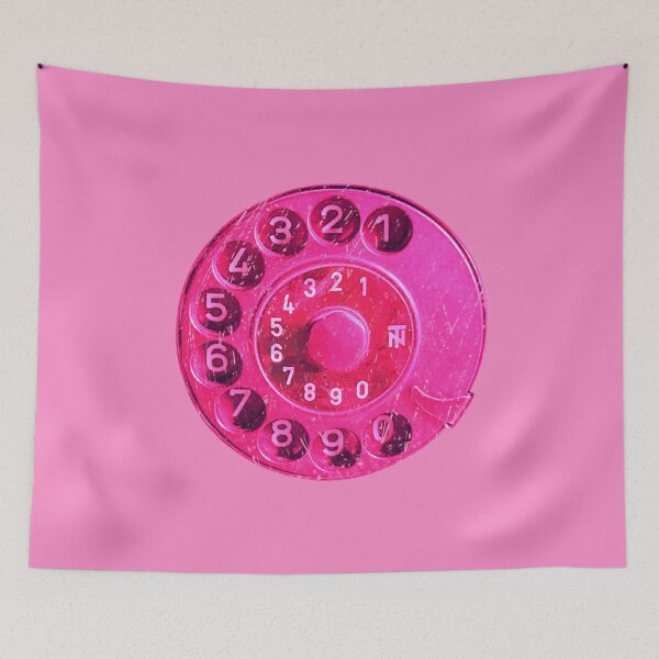 Item preview, Retro phone dial, distressed pink vintage rotary telephone designed and sold by suekieper.
