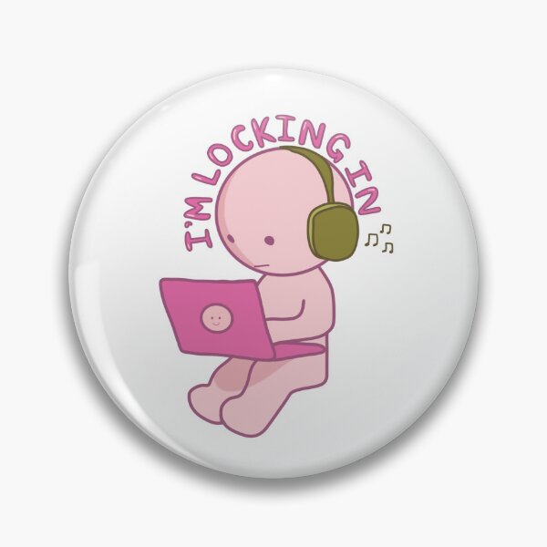 Item preview, Pink "I'm Locking In" Smiski with Green Headphones designed and sold by caikiru.